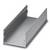 U-shaped aluminium profile with ribbed inner surface, used for cooling electronic components through heat dissipation.