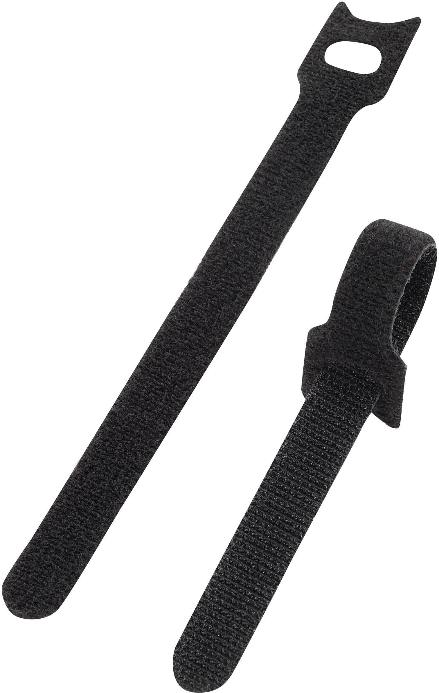 Basetech STD-150 Hook-and-loop cable tie for bundling Hook and loop pad (L x W) 150 mm x 13 mm Black 10 pc(s)