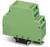 Green terminal block from Phoenix Contact for mounting in electrical cabinets, designed for the secure connection of electrical cables.