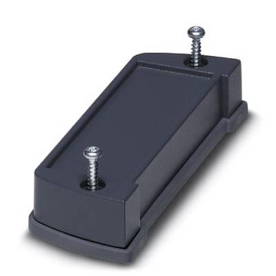 A grey plastic foot with two metal screws, designed for mounting or stabilising devices on a surface.