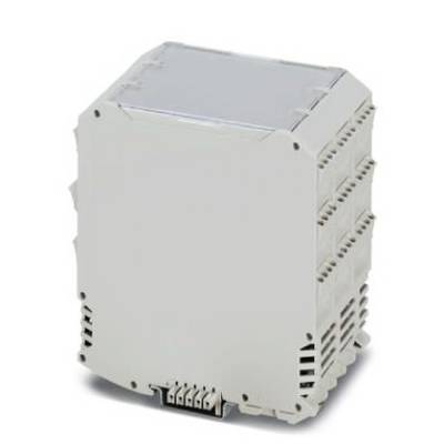 An electrical enclosure with multiple ventilation slots and connections on the underside, suitable for industrial applications.