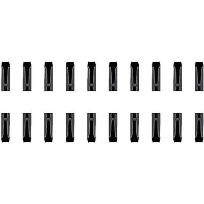 Twenty vertically arranged black blocks with grey detail at regular intervals.