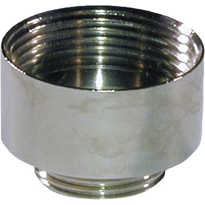 A silver metal adapter with internal and external threads, primarily used for plumbing or pipe connections.