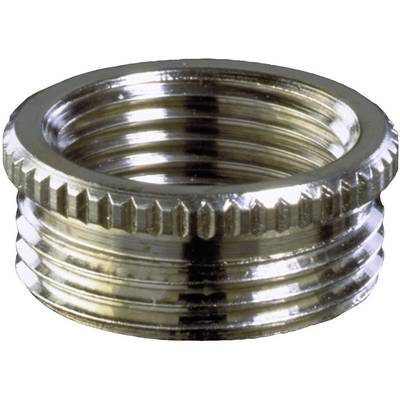 Metal threaded component, likely an adapter or connector piece. A visible external thread with a knurled edge can be seen.