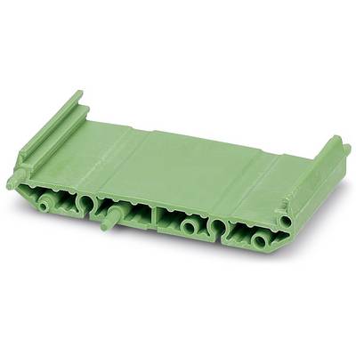 Green plastic component with multiple channels and struts, lying flat on a white background. Potentially a technical part.