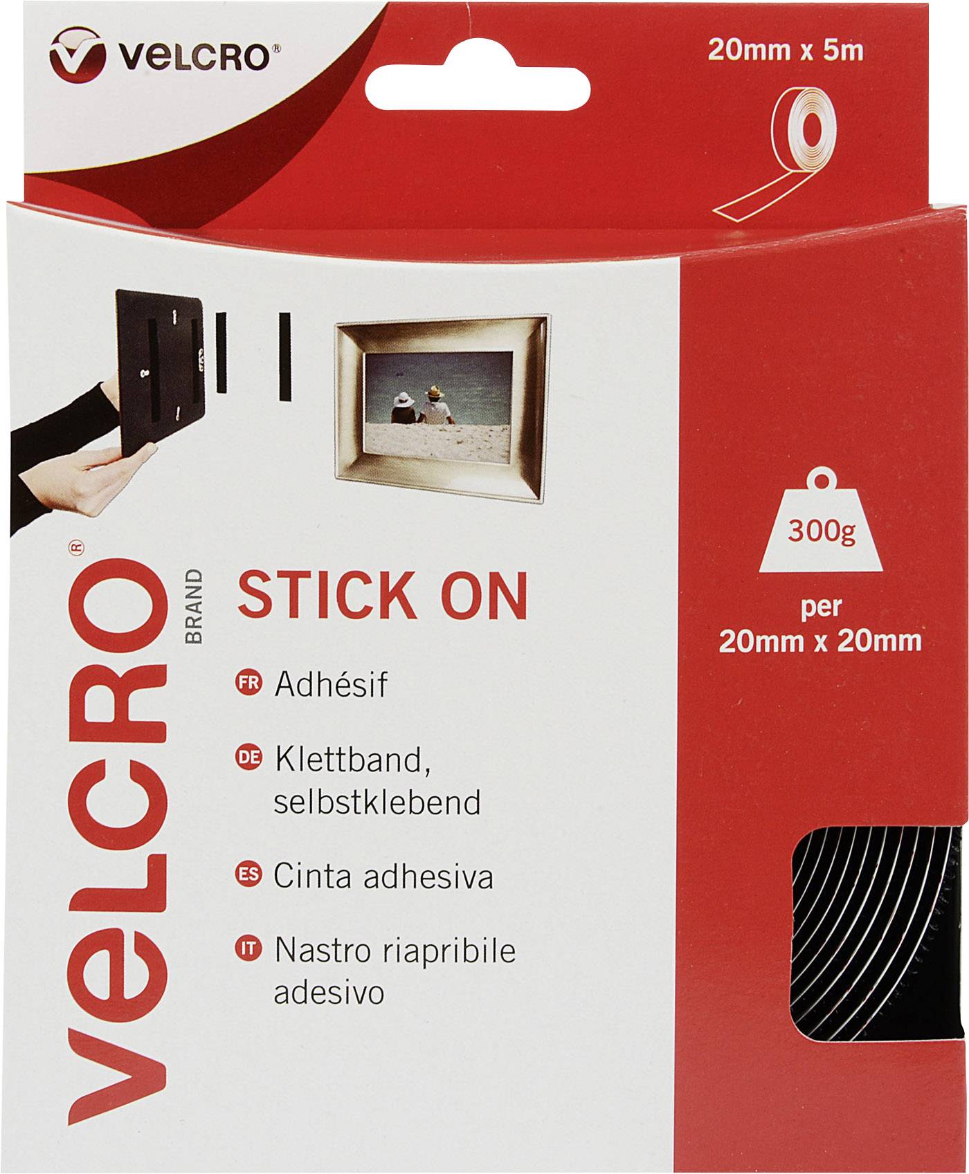 VELCRO® VEL-EC60217 Hook-and-loop tape stick-on Hook and loop pad (L x W) 5000 mm x 20 mm Black 5 m
