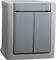 Grey, plain rubbish bin with two vertical lids.