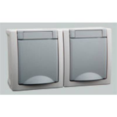 VIKO  Wet room switch product range  Two gang socket Pacific Grey 90591088-DE