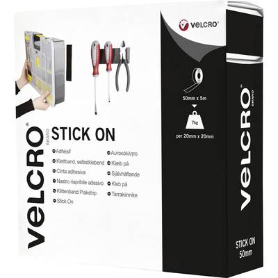 VELCRO® VEL-EC60243 Hook-and-loop tape stick-on Hook and loop pad, Heavy duty (L x W) 5000 mm x 50 mm Black 5 m