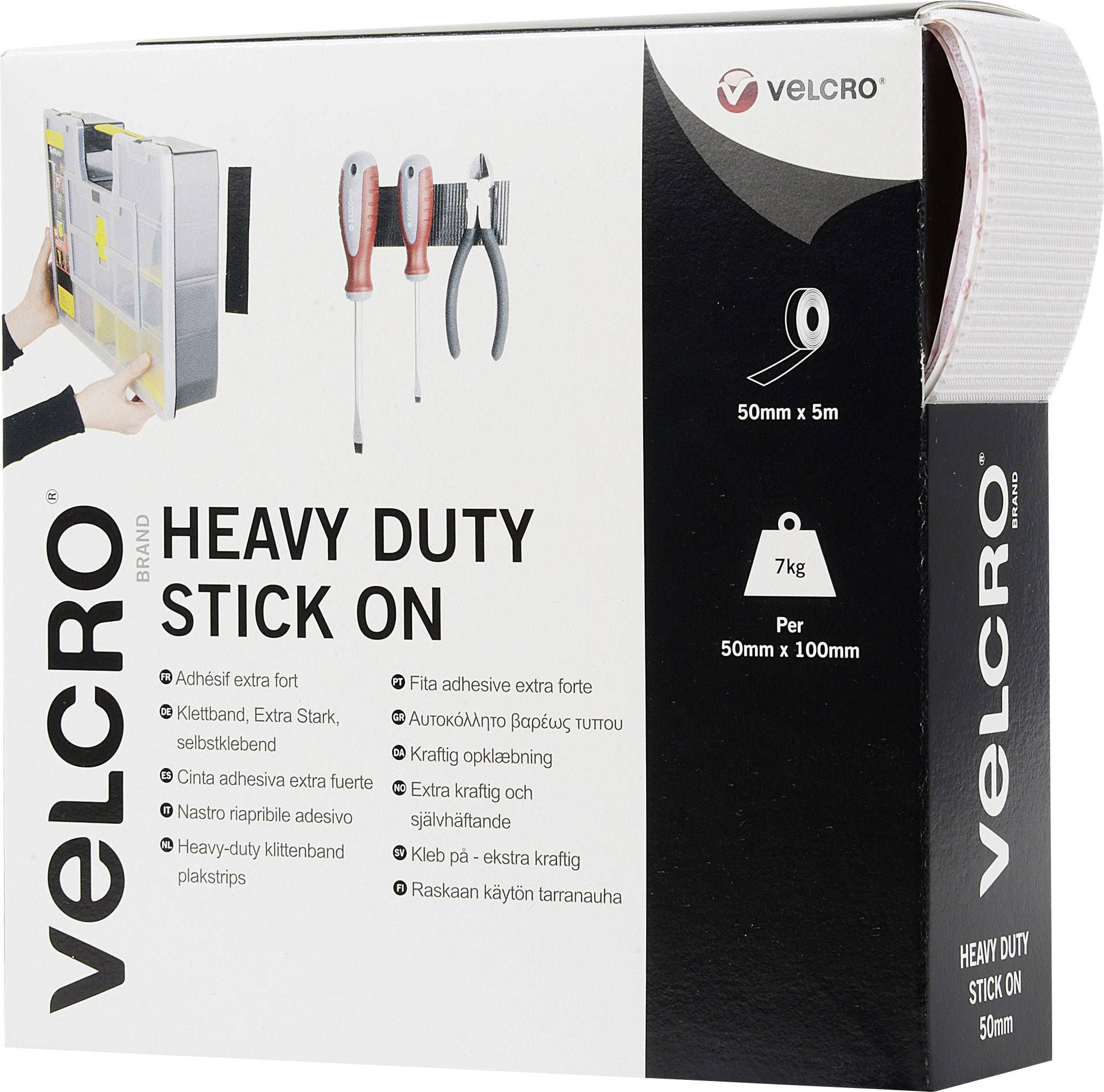 VELCRO® VEL-EC60244 Hook-and-loop tape stick-on Hook and loop pad, Heavy duty (L x W) 5000 mm x 50 mm White 5 m