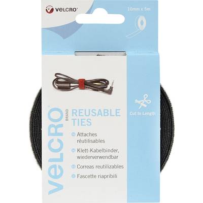 VELCRO® VEL-EC60253  Hook-and-loop cable tie for bundling  Hook and loop pad (L x W) 5000 mm x 10 mm Black 5 m