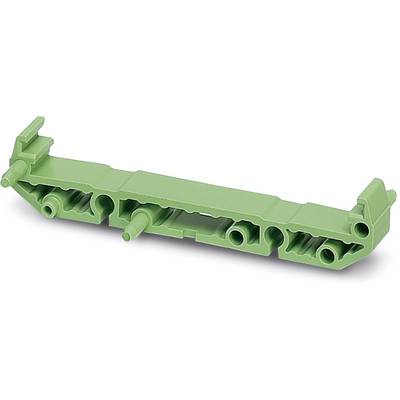 Green plastic component with multiple connection points, potentially an electrical connector or mechanical coupling element.