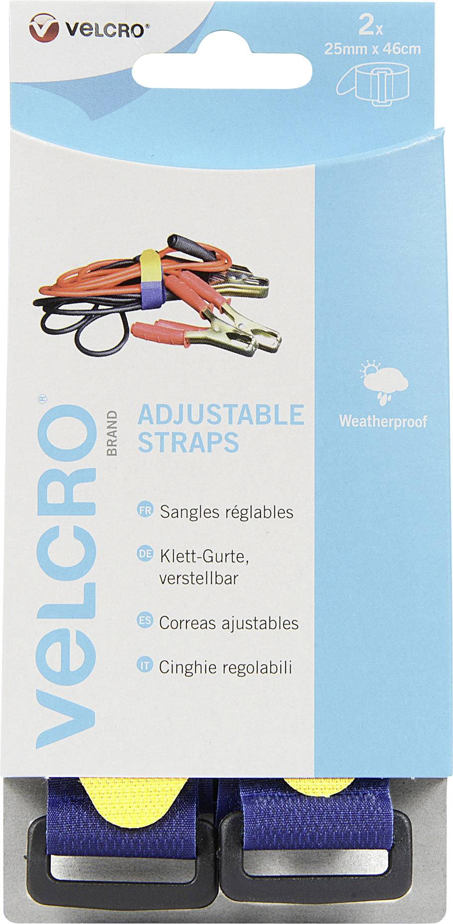 VELCRO® VEL-EC60328 Hook-and-loop tape with strap Hook and loop pad (L x W) 460 mm x 25 mm Blue 2 pc(s)