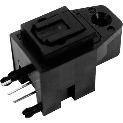 A black, rectangular electrical sensor with three metal pins for connection, suitable for use in electronic devices.