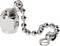 A silver-coloured chain clasp with beads and a lobster clasp, used for securing jewellery or pendants.