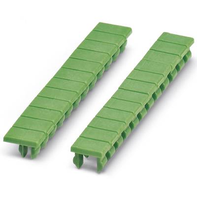 Two green plastic parts with narrow slots, likely used as spacers or for cable attachment.