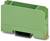 Green plastic enclosure, rectangular, with mountable base for electronic applications, side inserts visible.