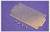 'Rectangular metal plate with holes on a purple background, with four screws placed beside it.'