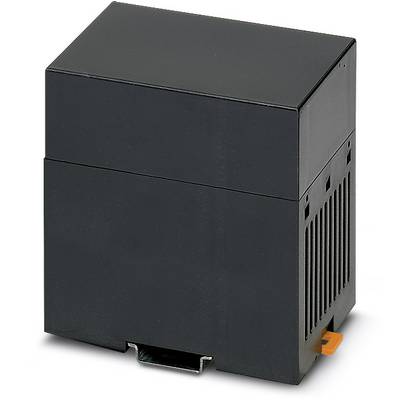 Black rectangular electrical relay, with ventilation slots on the side and an orange sliding mechanism at the bottom.