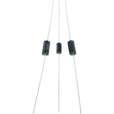 Three cylindrical electrical resistors with wire connections lie side by side on a white background.