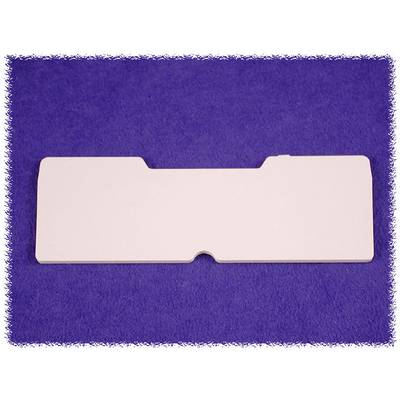 A blank, rectangular, white card lies on a purple background.