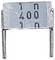 Metal resistor marked with '100'. Two long connecting wires extend downwards.