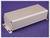 Rectangular silver metal casing on a purple background.