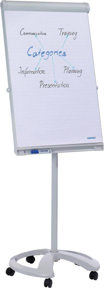 Franken Flip chart Mobil Deluxe (W x H) 67 cm x 95 cm Light grey Incl. tray, Wipeable, Height-adjustable, Writable, Magnetic, Incl. chart sheet holder FC81