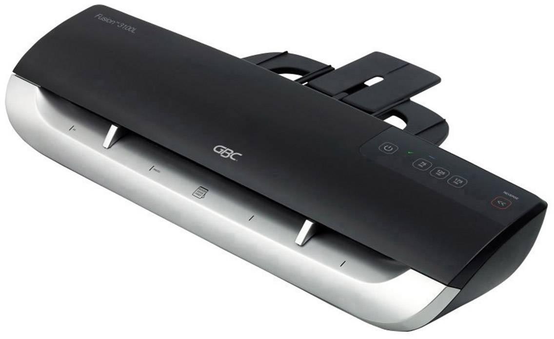 A black laminating machine with grey accents by GBC, suitable for documents of various sizes.