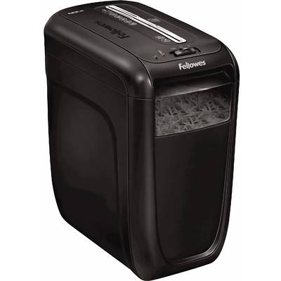 A black paper shredder with a transparent window, showing shredded paper inside. Suitable for office security.