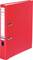 Red folder with two silver lever mechanisms and a label on the side reading 'FALKEN'. Ideal for office filing.