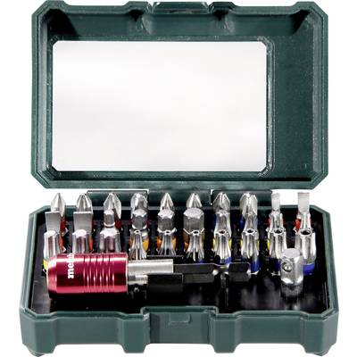 An open toolbox with various screwdriver heads in different shapes and sizes, ready for use.
