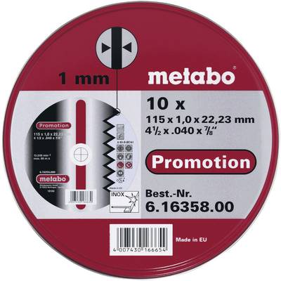 Metabo  616358000 Cutting disc (straight) 115 mm 10 pc(s) Steel, Stainless steel