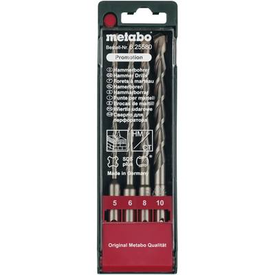 Metabo  625580000 Carbide metal Hammer drill bit set 4-piece 5 mm, 6 mm, 8 mm, 10 mm Total length 160 mm SDS-Plus 1 Set
