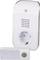 Socket chime and wireless doorbell button in white. The chime plugs into the socket and features speaker openings.