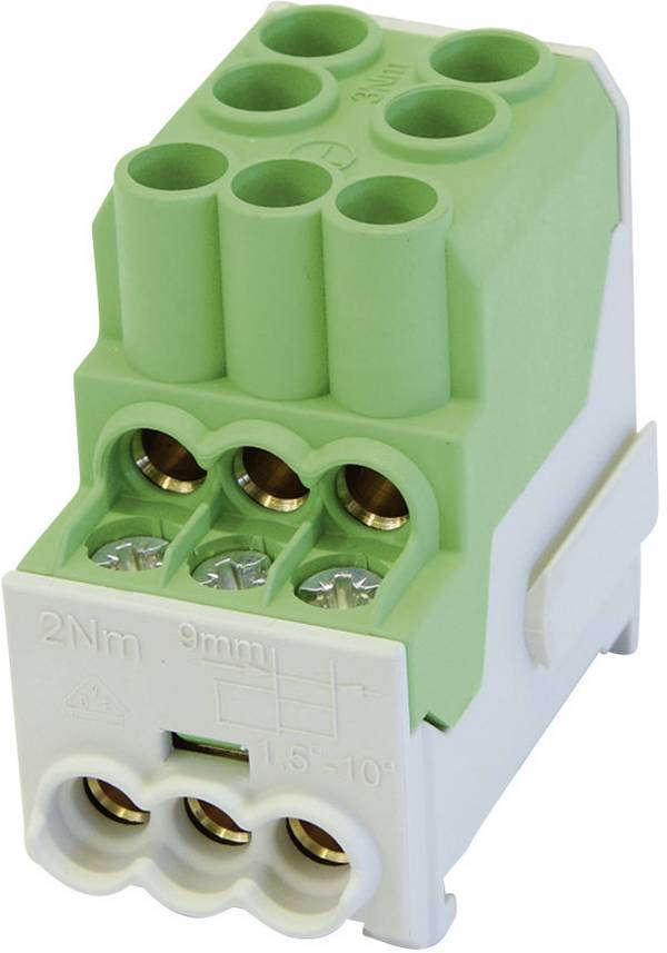 HoraeTec 080010-2-4 Distribution block Green, Yellow 1-pin
