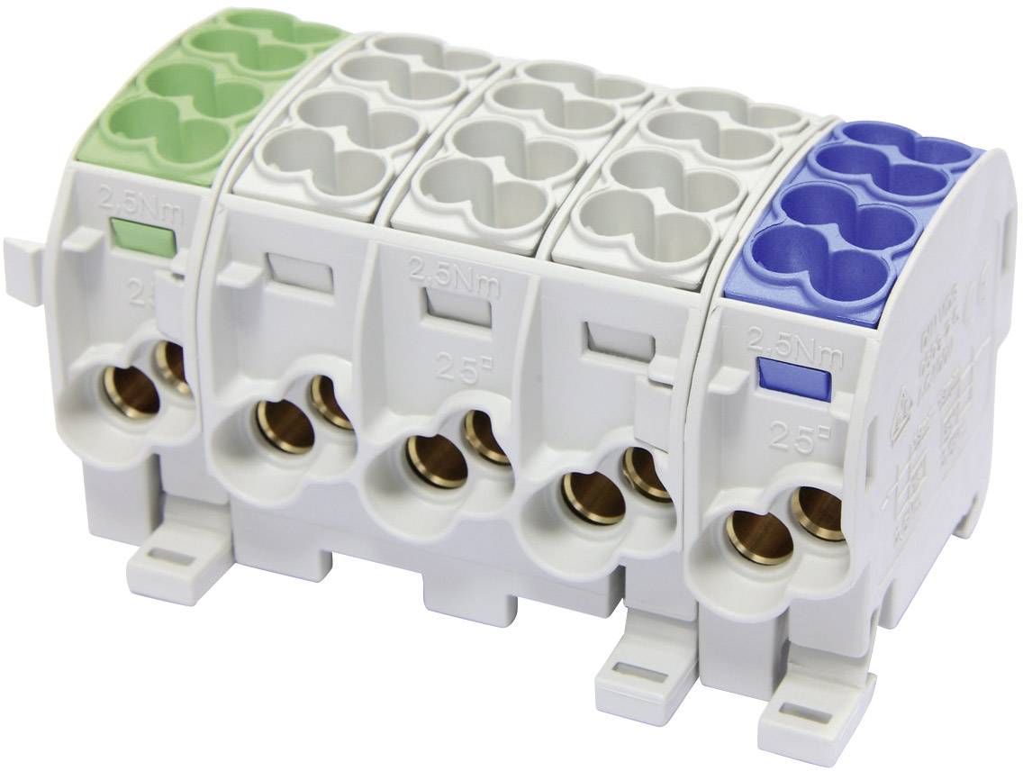 HoraeTec 080150-3-4 Main tap terminal Tricolour 5-pin 25 mm² Conductor type = PE, L, N