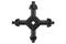 A black universal key with four different cross-shaped attachments, suitable for various valves and machine types.