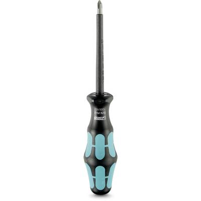 Phillips screwdriver with ergonomic handle in blue and black, suitable for various screw applications.