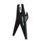 Cable stripping pliers in black with a green handle, suitable for precisely stripping cables of varying thicknesses.
