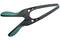 A black and turquoise pair of pliers with ergonomic handles lies on a white background.