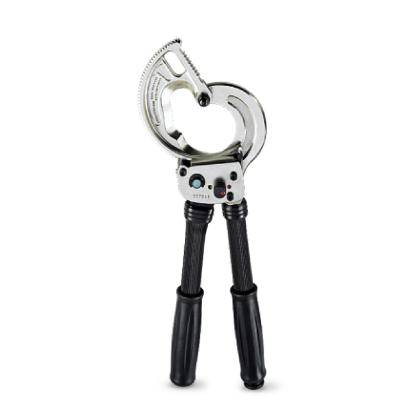 A wire cutting pliers with two black handles and a metallic cutting mechanism.