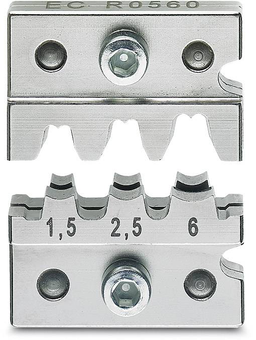 Two metal clamps side by side, with screws in the centre, numbered 1.5, 2.5, 6. Inscription at the top 'EC-R0560'.