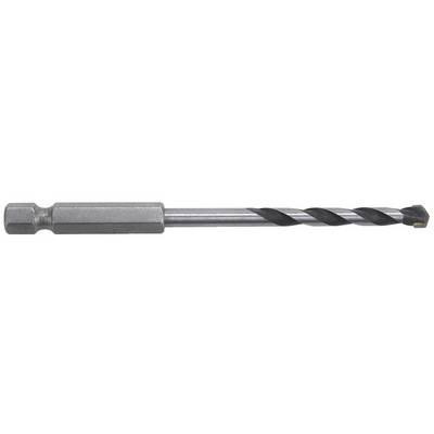 A long metal drill bit with spiral grooves and a hexagonal shank, used for precision drilling in various materials.