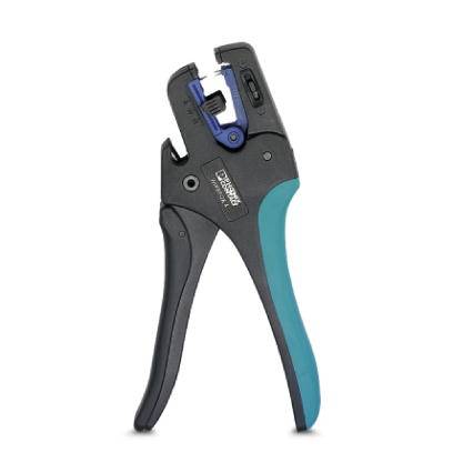 Automatic wire stripping pliers with a blue-black handle, suitable for easily removing insulation materials from wires.