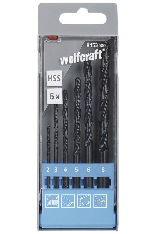 Wolfcraft 8453000 HSS Metal twist drill bit set 6piece rolled Cylinder
