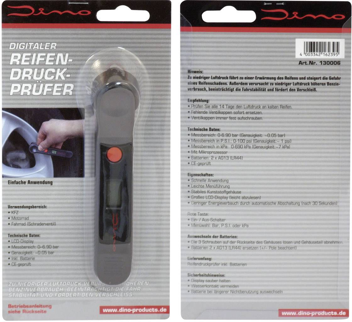 DINO 130006 Tyre pressure gauge Digital Air pressure reading range 6.9 bar (max.)-2