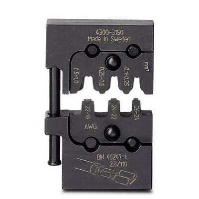 Metal cable crimping tool with various sizes, manufactured in Sweden. Suitable for AWG cables and metric measurements.