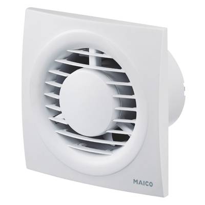 White wall-mounted fan with a round cover and horizontal ventilation slots; suitable for indoor ventilation.