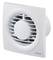 White wall-mounted fan with a round cover and horizontal ventilation slots; suitable for indoor ventilation.